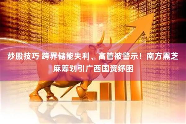 炒股技巧 跨界储能失利、高管被警示！南方黑芝麻筹划引广西国资纾困